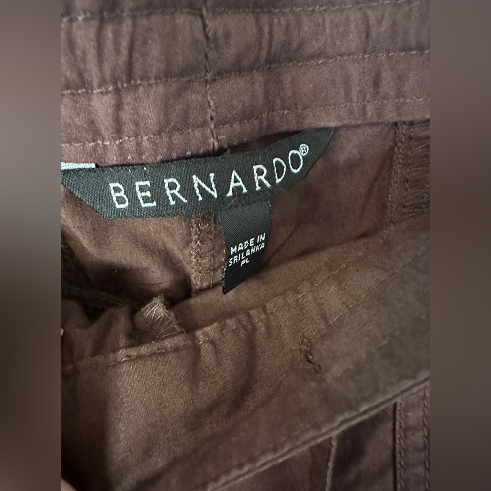 NWT Vntg Bernardo women’s cropped ruched chocolate brown sparkles capri petite L - Picture 5 of 7